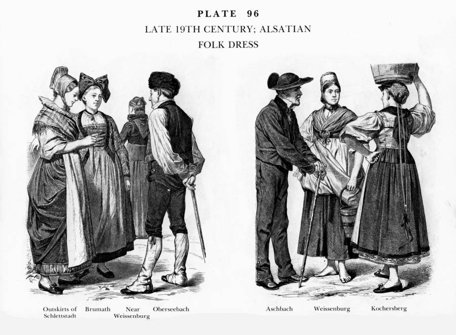 Planche 96a Fin du XIXe Siecle - Habits traditionnels Alsaciens - Late 19Th Century - Alsatian Folk dress.jpg